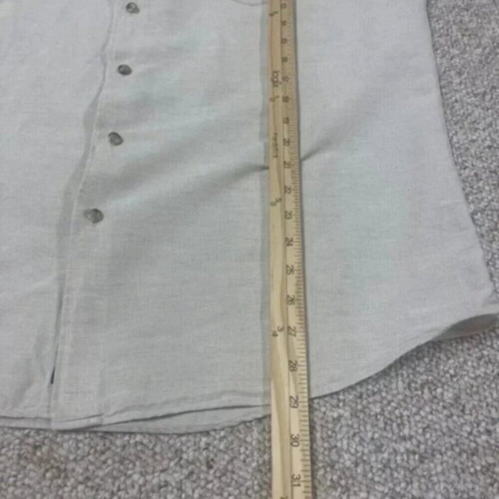Stafford Short Sleeve Beige Tan Linen Party Breezer Camp Shirt Size 17  XL - Picture 4 of 7
